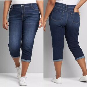 Lane Bryant Womens Signature Fit Boyfriend Capri Jean Plus Size 16 Dark Wash NWT